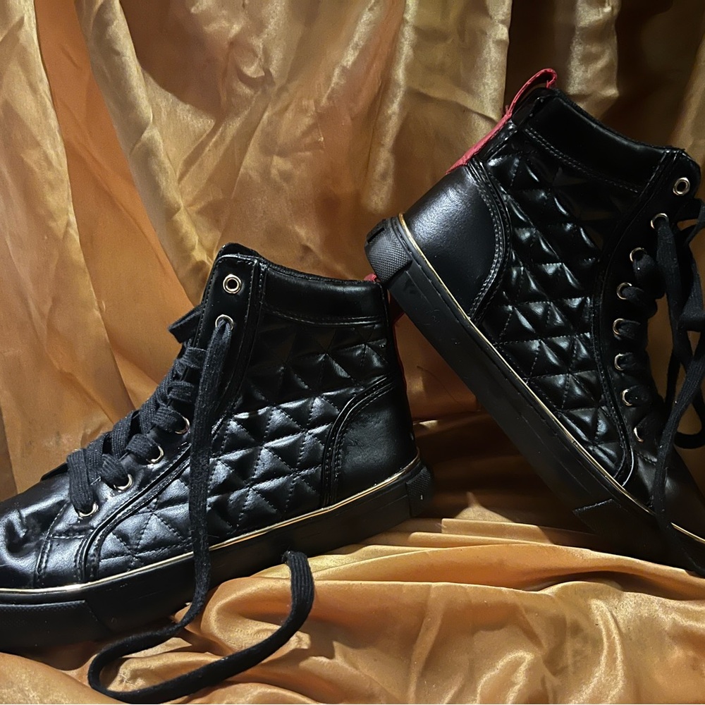 Guess Black Quilted High-Top Sneakers